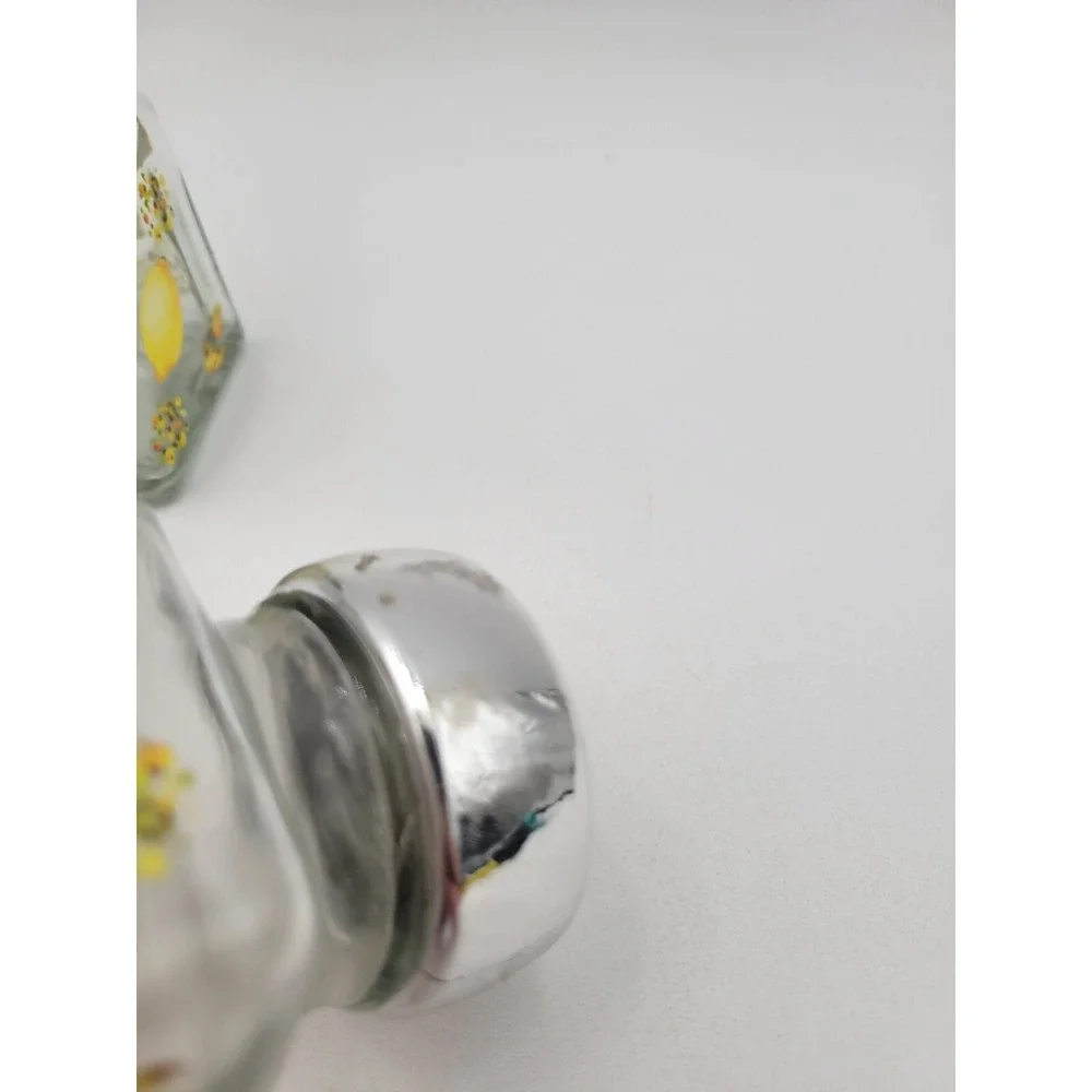 Yellow Lemon fruit design Clear Glass Salt And Pepper shakers Set